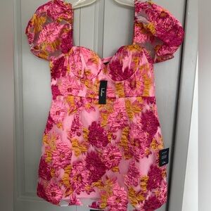 Lulu's Pink and Yellow Floral Dress